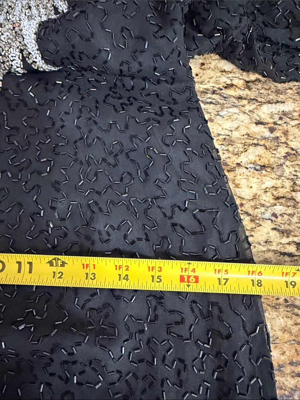 Vintage Black Silver Beaded Sequin Open Back Maxi Dress Size M Long Sleeve - Picture 7 of 8